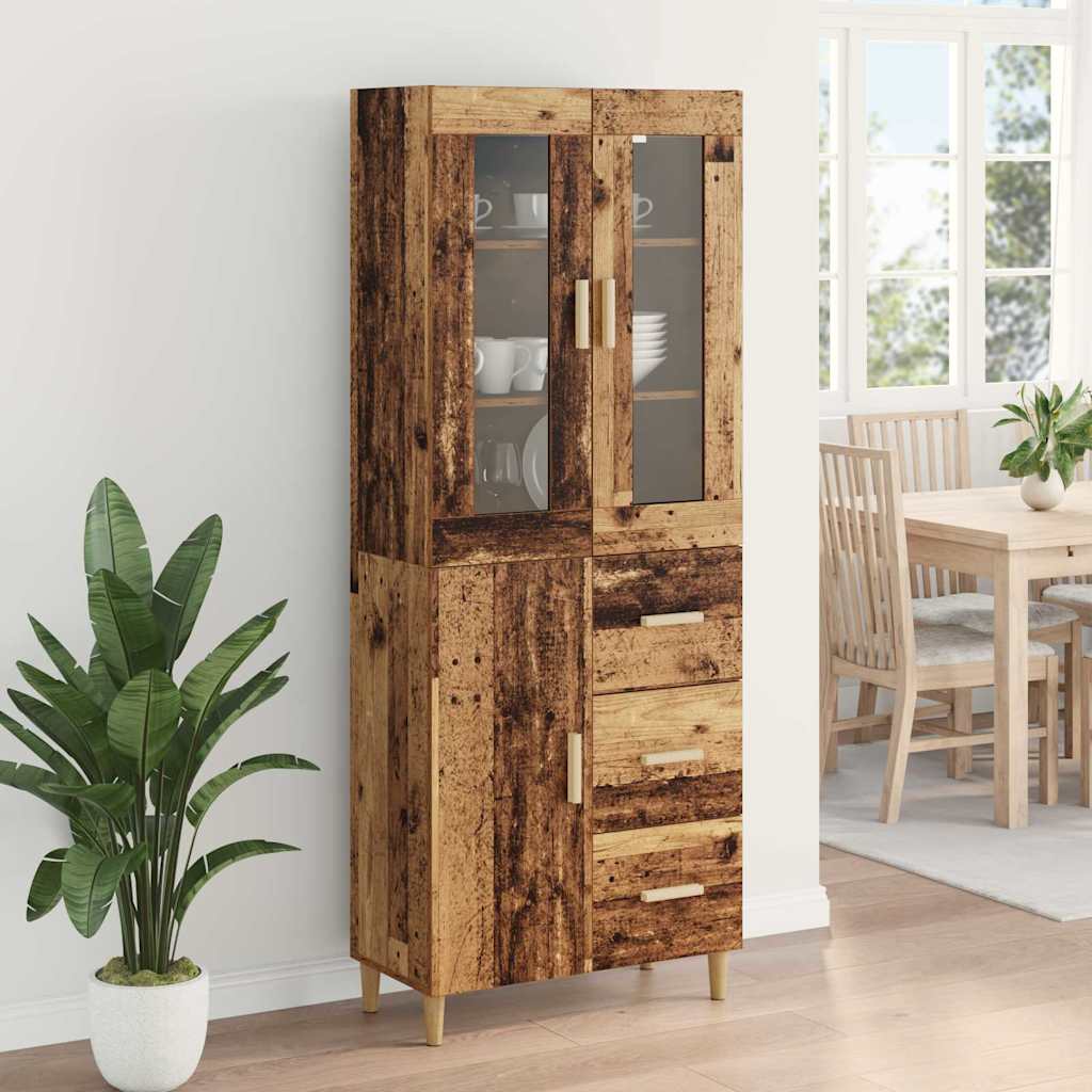Highboard Altholz 69,5 x 34 x 180 cm Holzwerkstoff