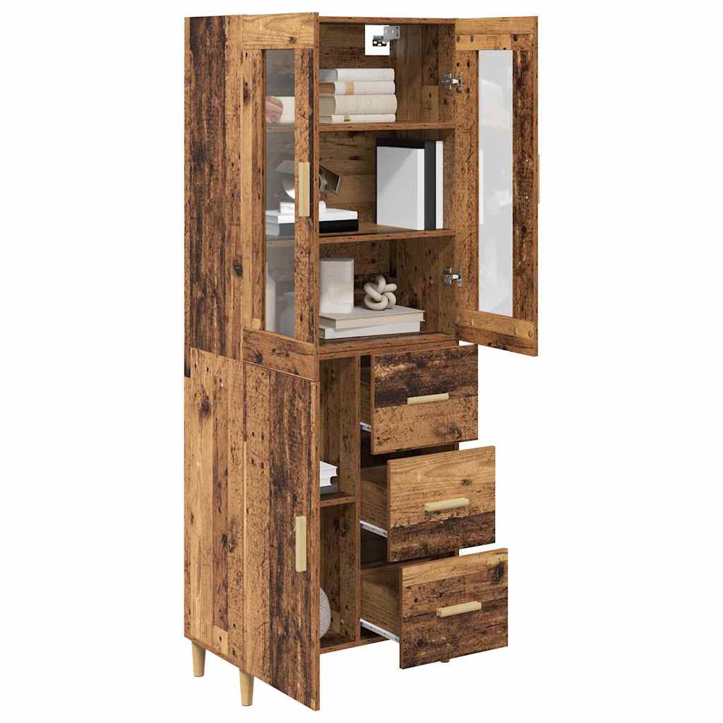 Highboard Altholz 69,5 x 34 x 180 cm Holzwerkstoff
