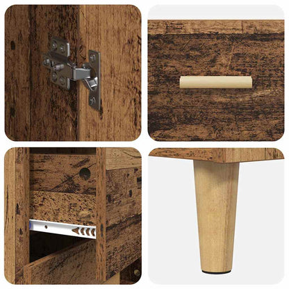 vidaXL Highboard Altholz 69,5 x 34 x 180 cm Engineered Wood und Glas