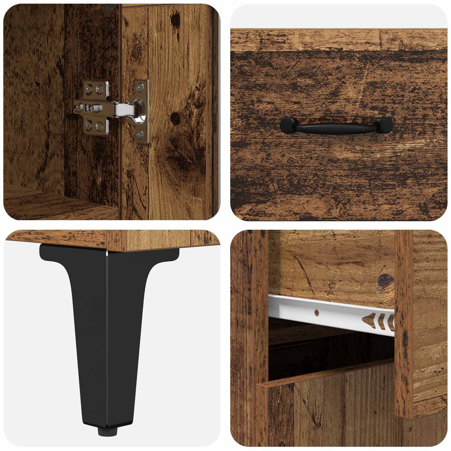 vidaXL Highboard Wandmontiert Altholz 69,5 x 34 x 180 cm Holzwerkstoff