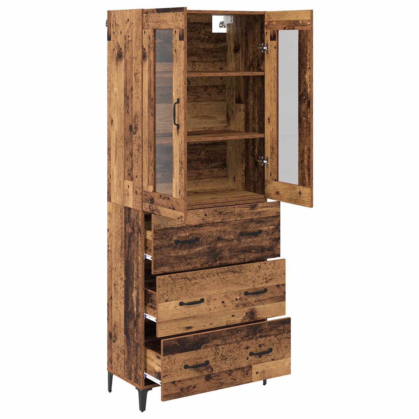 vidaXL Highboard Wandmontiert Altholz 69,5 x 34 x 180 cm Holzwerkstoff