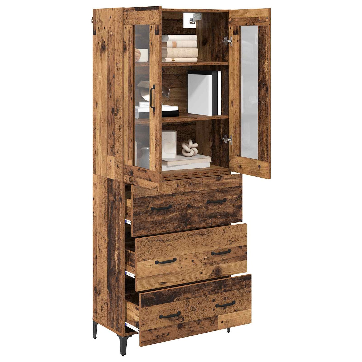 vidaXL Highboard Wandmontiert Altholz 69,5 x 34 x 180 cm Holzwerkstoff