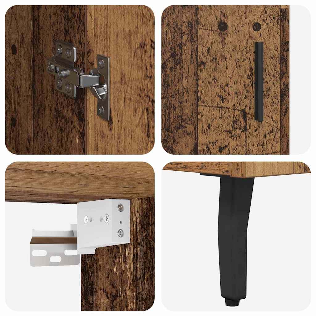 Highboard Altholz 69,5 x 34 x 180 cm Engineered Wood und Glas