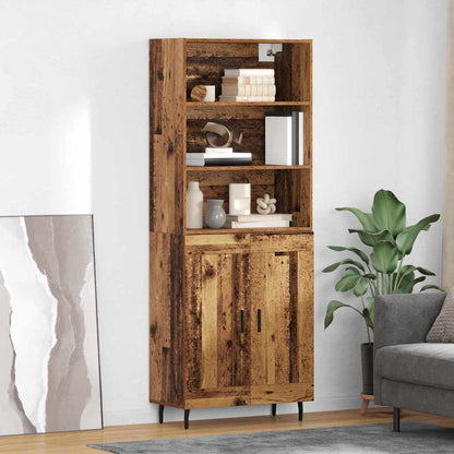 Highboard Altholz 69,5 x 34 x 180 cm Engineered Wood und Glas