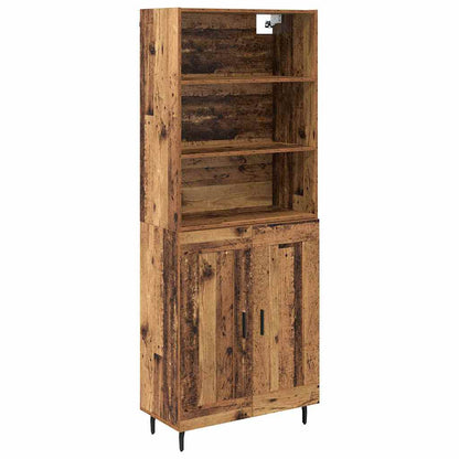 Highboard Altholz 69,5 x 34 x 180 cm Engineered Wood und Glas