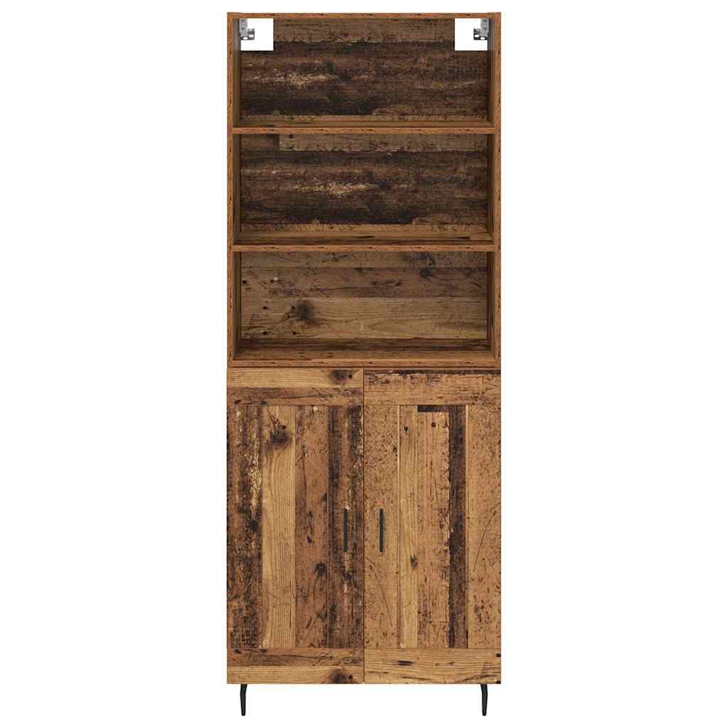 Highboard Altholz 69,5 x 34 x 180 cm Engineered Wood und Glas