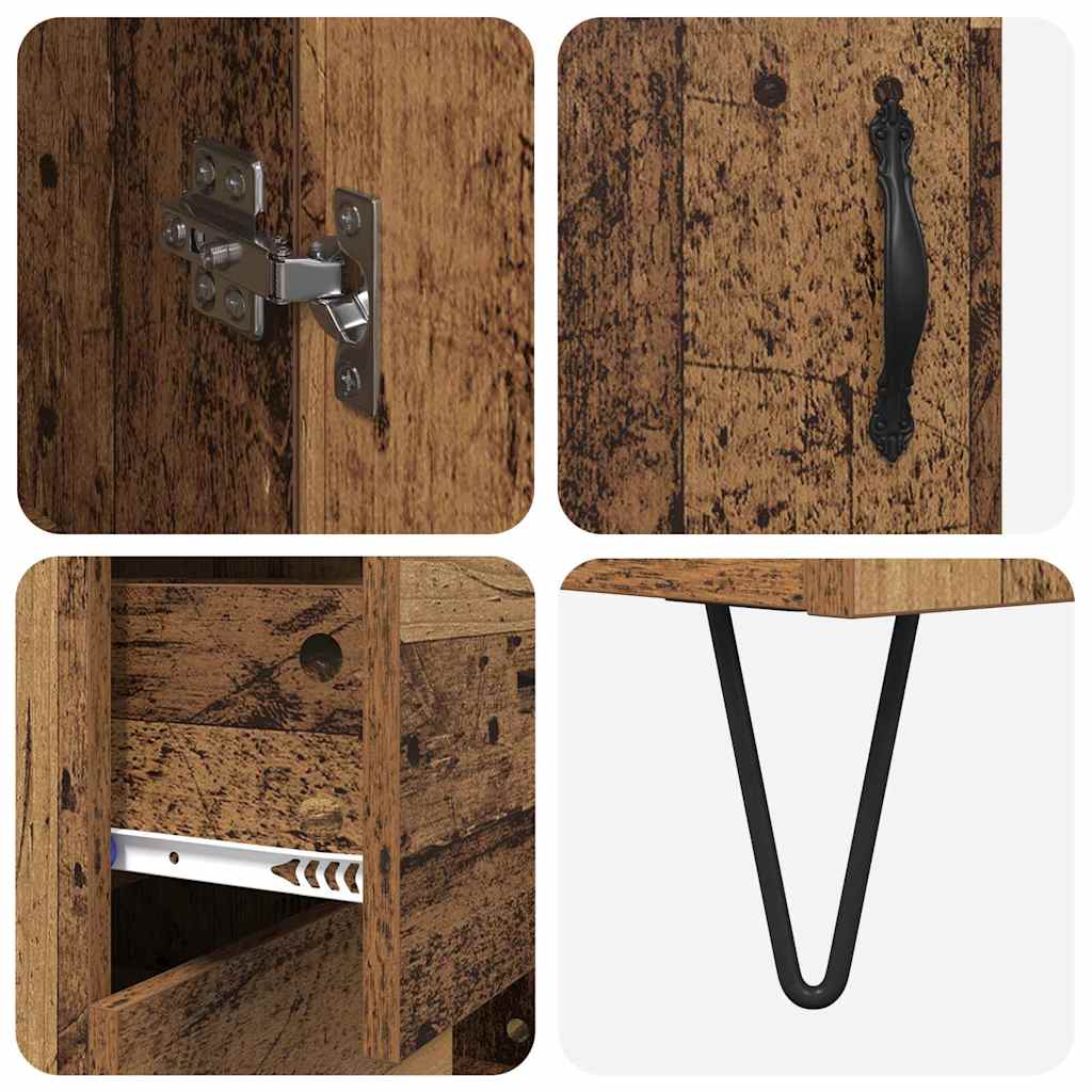 vidaXL Buffet haut avec tiroirs 2 pcs Bois de récupération Bois d'ingénierie