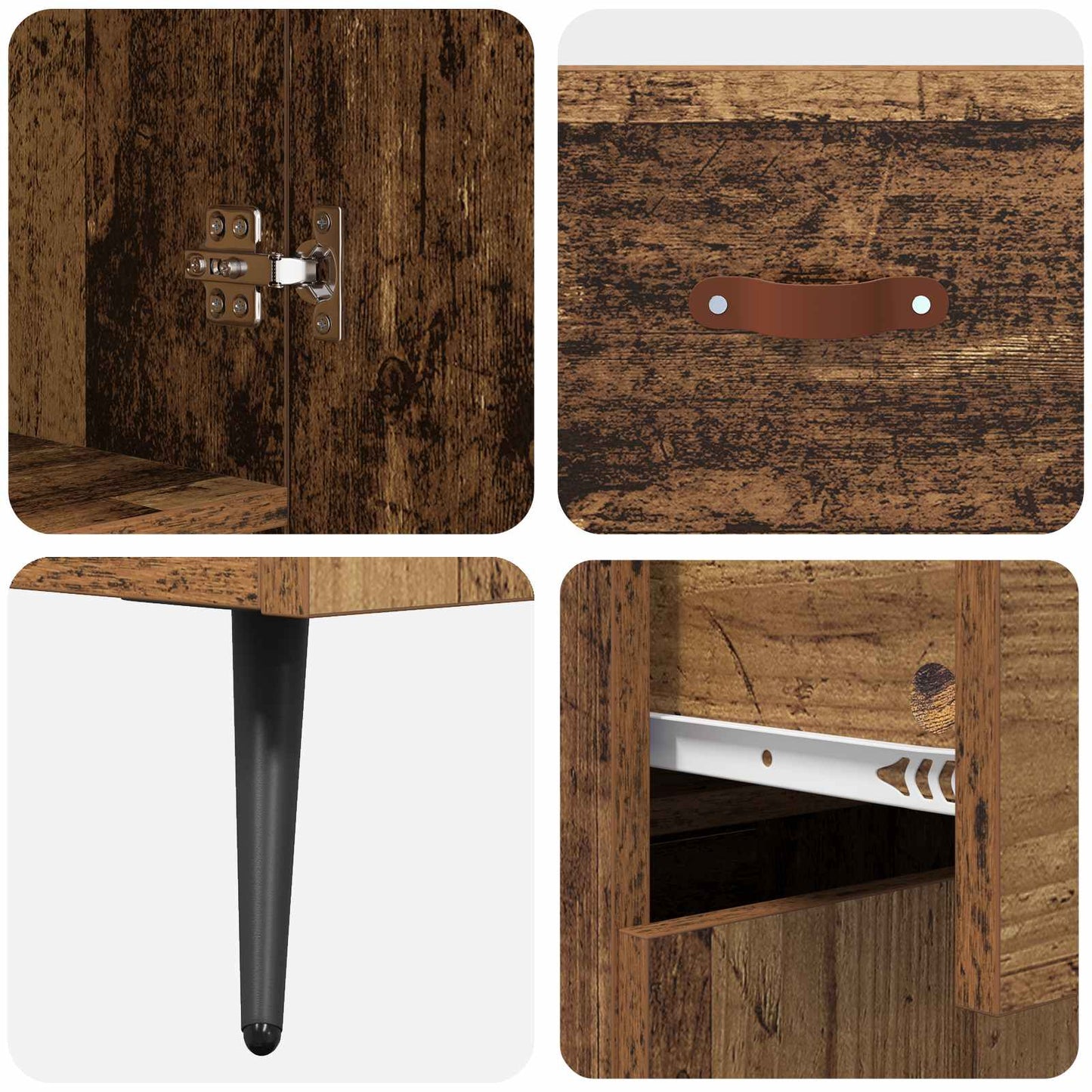 vidaXL Highboard Wandmontiert Altholz 69,5 x 34 x 180 cm Holzwerkstoff