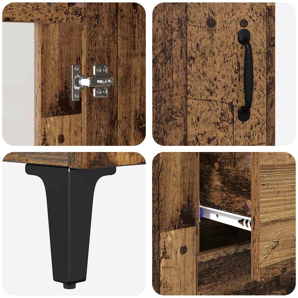 vidaXL Highboard Wandmontiert Altholz 69,5 x 34 x 180 cm Holzwerkstoff