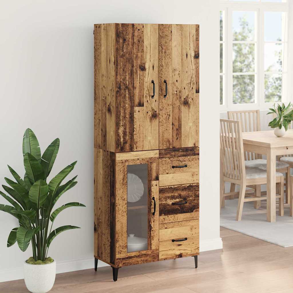 vidaXL Highboard Wandmontiert Altholz 69,5 x 34 x 180 cm Holzwerkstoff