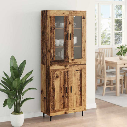 vidaXL Highboard 2 pcs Altholz Engineered Wood und Glas