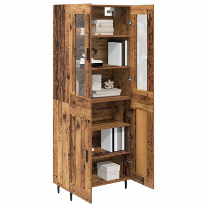 vidaXL Highboard 2 pcs Altholz Engineered Wood und Glas