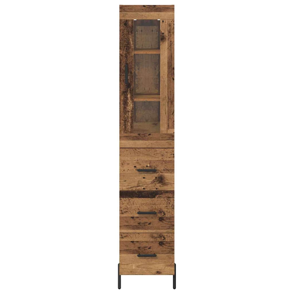 Highboard Altholz 34,5 x 34 x 180 cm Holzwerkstoff