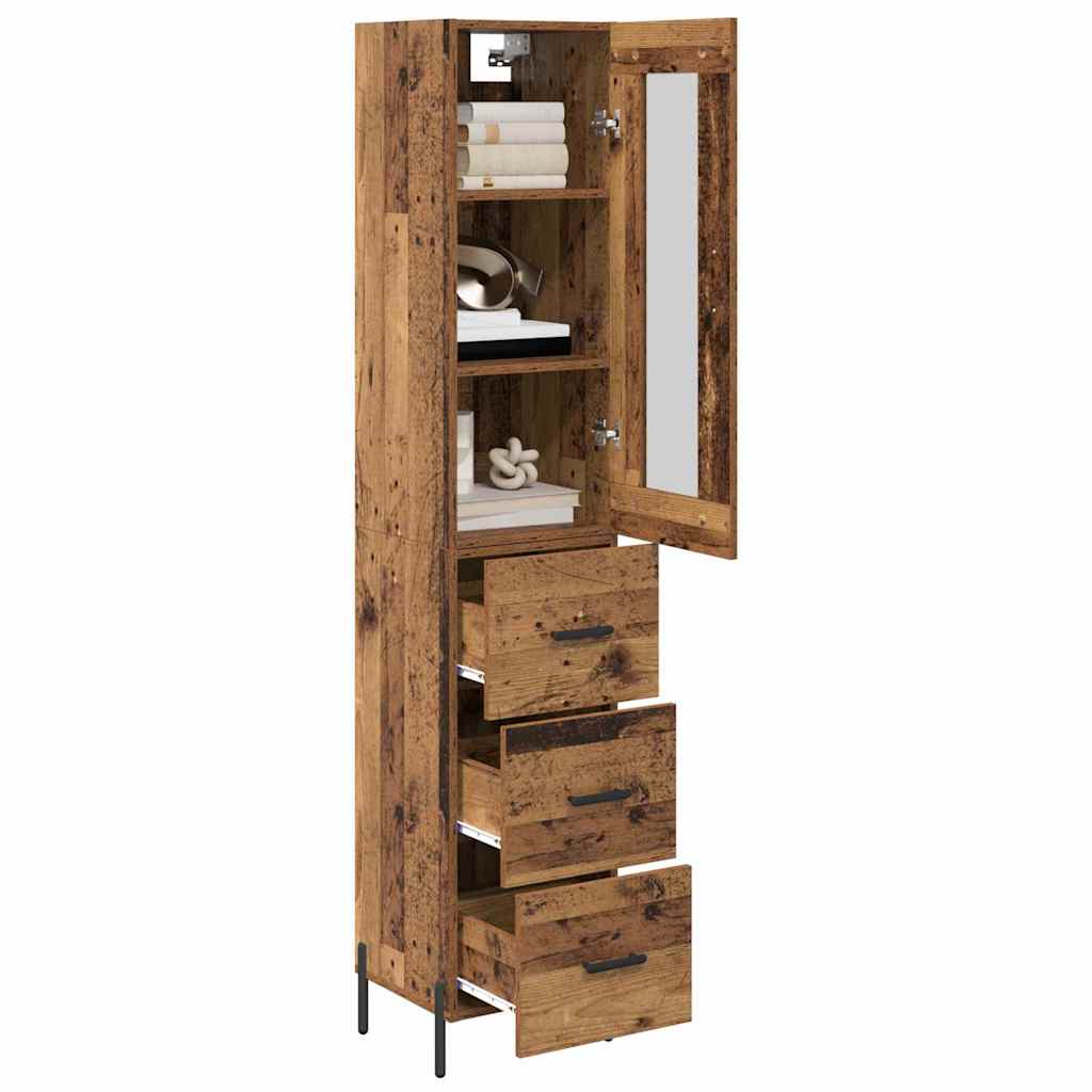 Highboard Altholz 34,5 x 34 x 180 cm Holzwerkstoff
