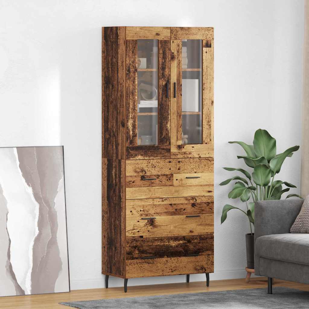 vidaXL Buffet haut avec tiroirs 2 pcs Bois de récupération Bois d'ingénierie