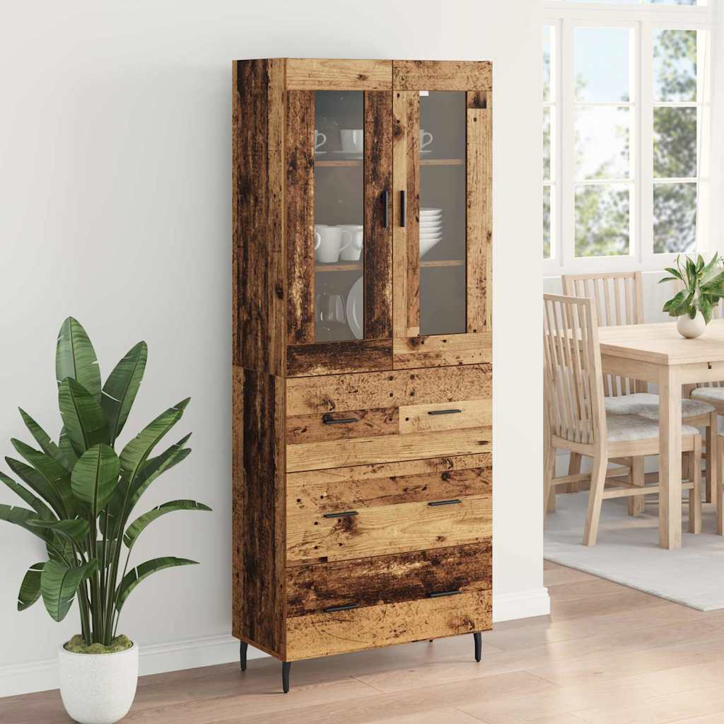 vidaXL Buffet haut avec tiroirs 2 pcs Bois de récupération Bois d'ingénierie