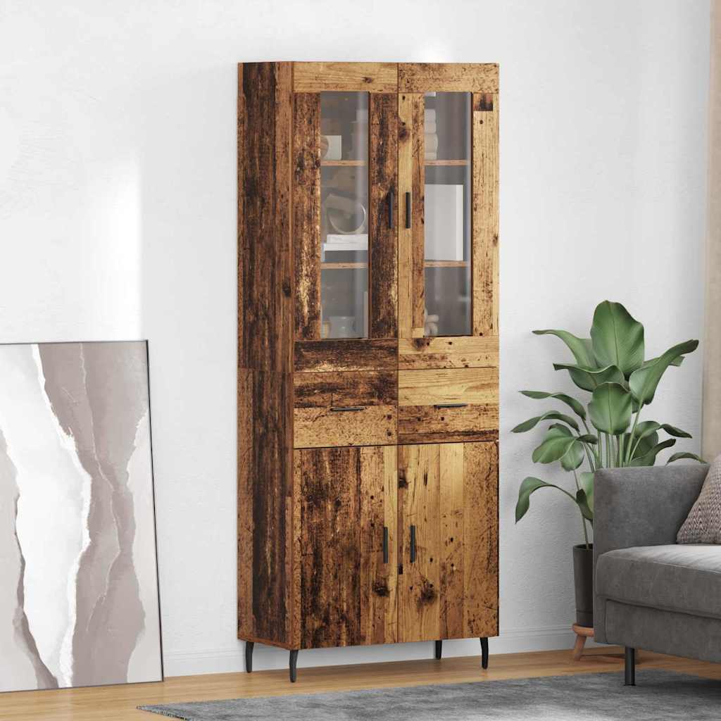 vidaXL Buffet haut avec tiroirs 2 pcs Bois de récupération Bois d'ingénierie