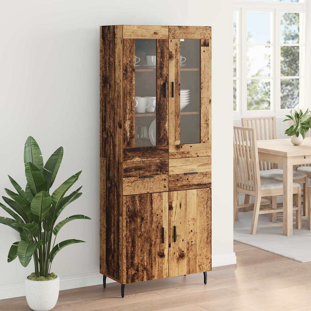 vidaXL Buffet haut avec tiroirs 2 pcs Bois de récupération Bois d'ingénierie