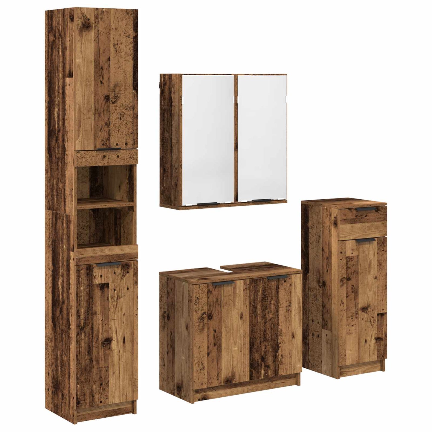 Badezimmermöbel-Set mit Schubladen 4 pcs Altholz Holzwerkstoff