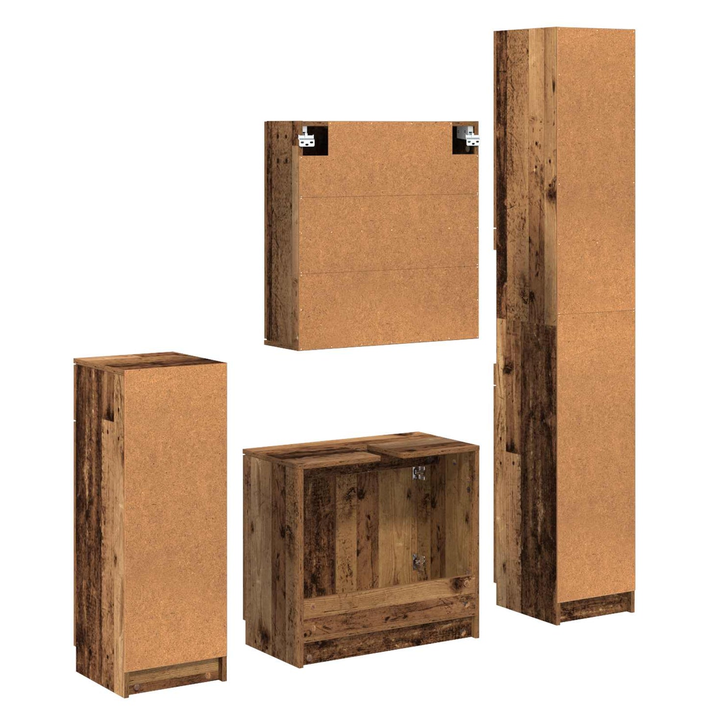 Badezimmermöbel-Set mit Schubladen 4 pcs Altholz Holzwerkstoff