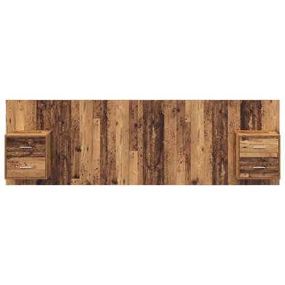 vidaXL Kopfteil mit Schrank mit Schubladen 3 pcs Altholz Holzwerkstoff