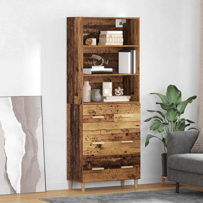 vidaXL Meuble haut en bois de récupération 69,5 x 32,5 x 180 cm, bois d'ingénierie