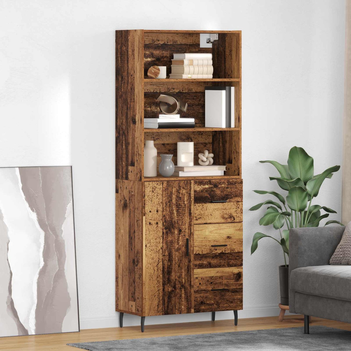 vidaXL Buffet haut avec tiroirs 2 pcs Bois de récupération Bois d'ingénierie