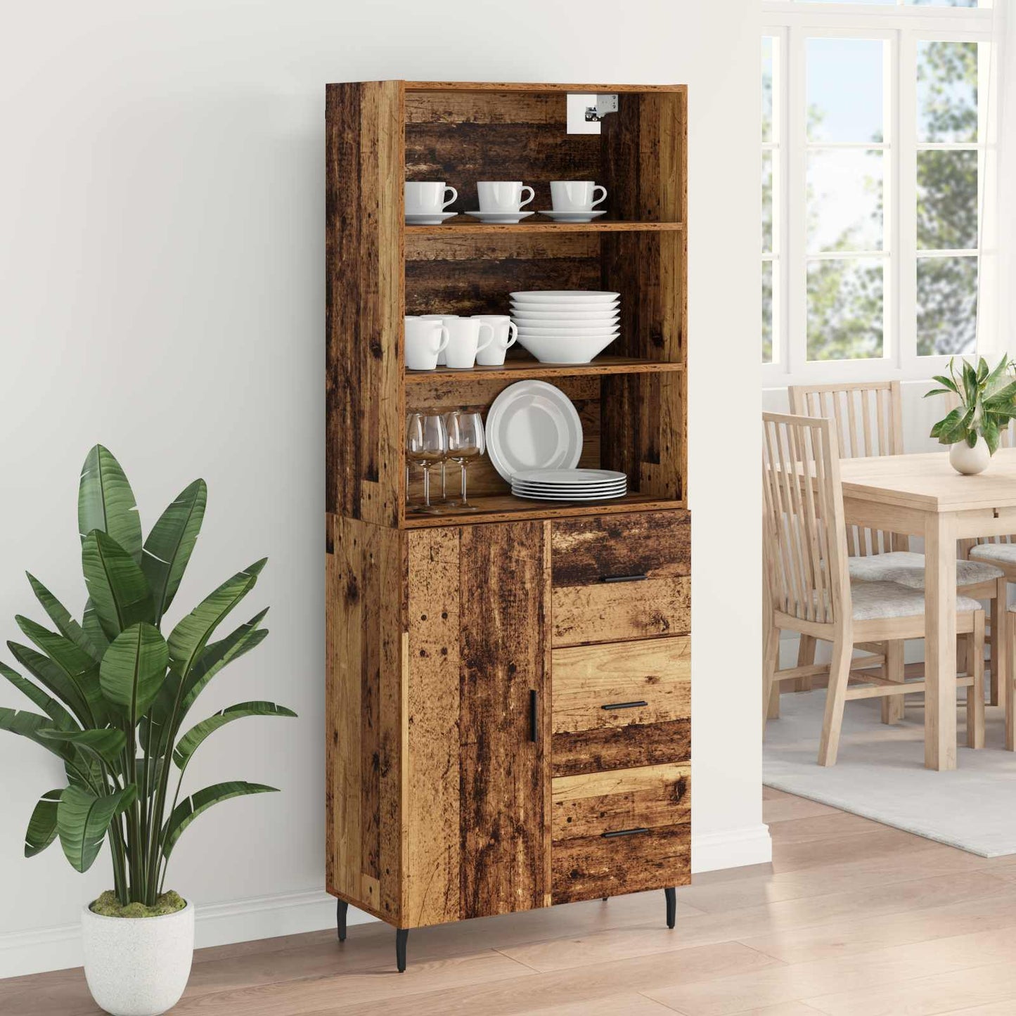vidaXL Buffet haut avec tiroirs 2 pcs Bois de récupération Bois d'ingénierie