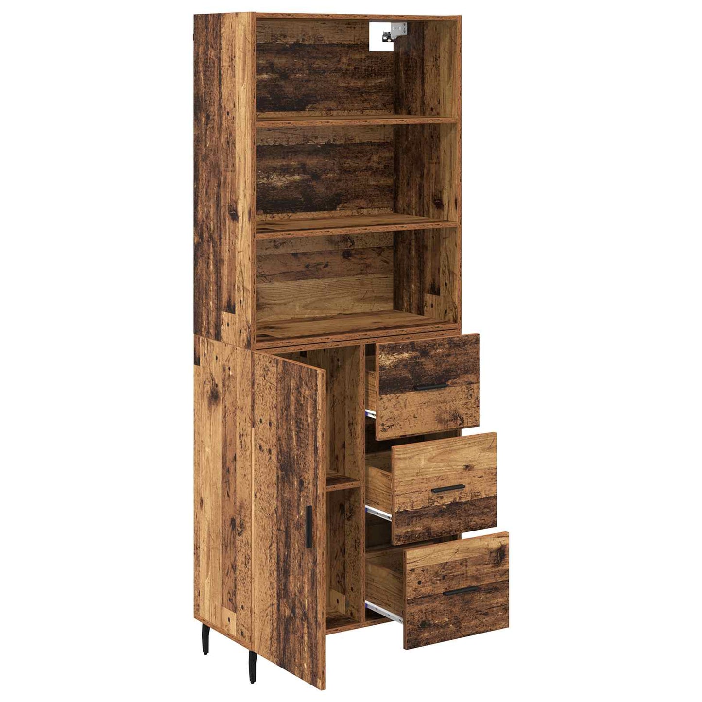 vidaXL Buffet haut avec tiroirs 2 pcs Bois de récupération Bois d'ingénierie