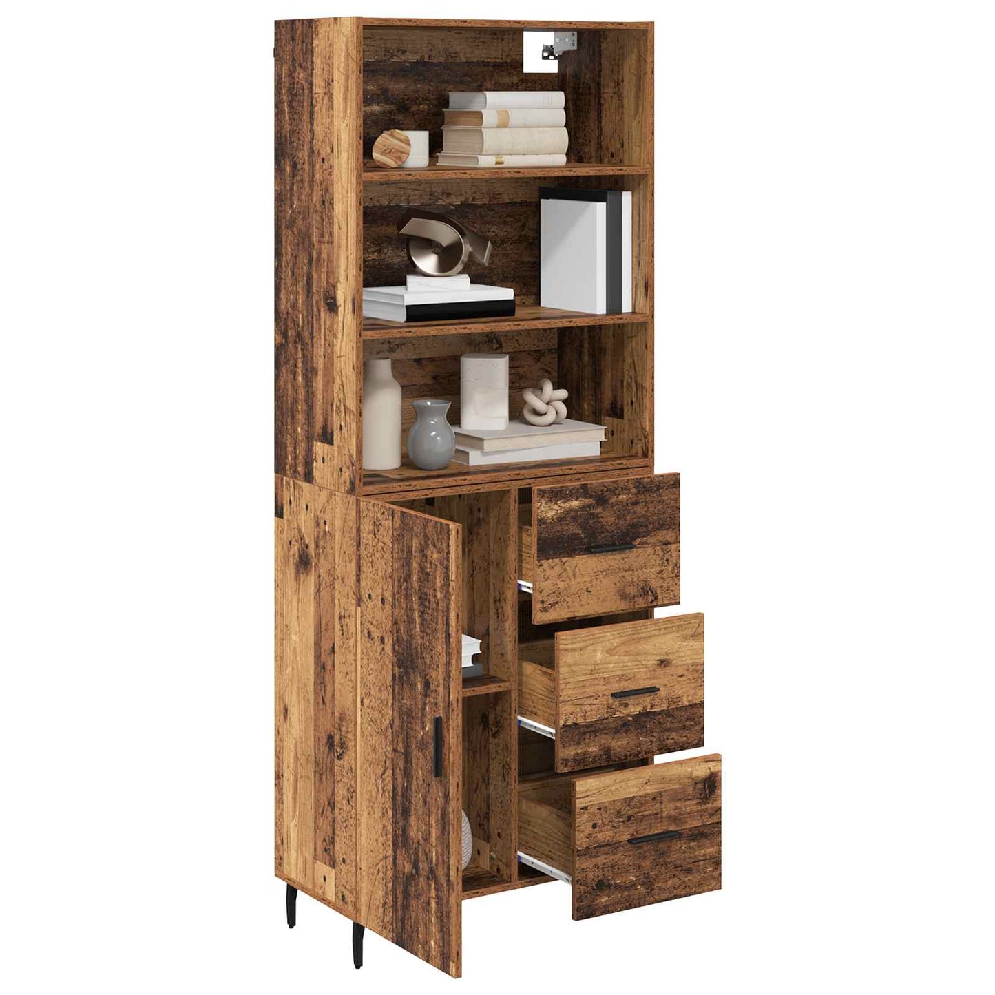 vidaXL Buffet haut avec tiroirs 2 pcs Bois de récupération Bois d'ingénierie