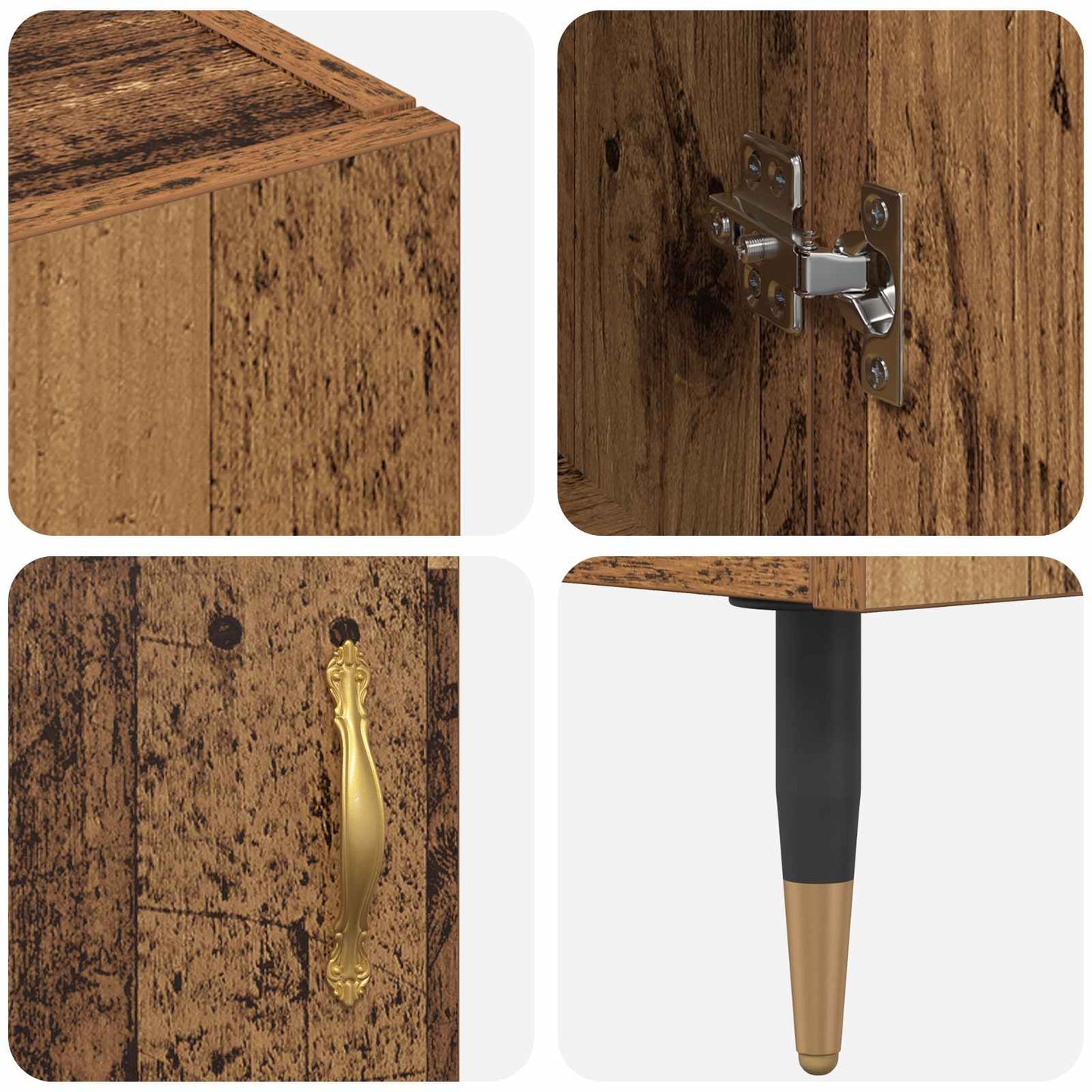 vidaXL Highboard Wandmontiert Altholz 69,5 x 34 x 180 cm Holzwerkstoff