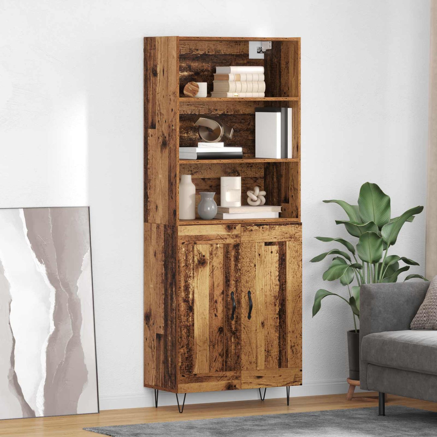 vidaXL Highboard 2 pcs Altholz Holzwerkstoff