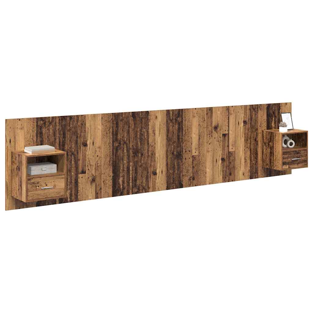 vidaXL Kopfteil mit Schrank mit Schubladen 3 pcs Altholz Holzwerkstoff