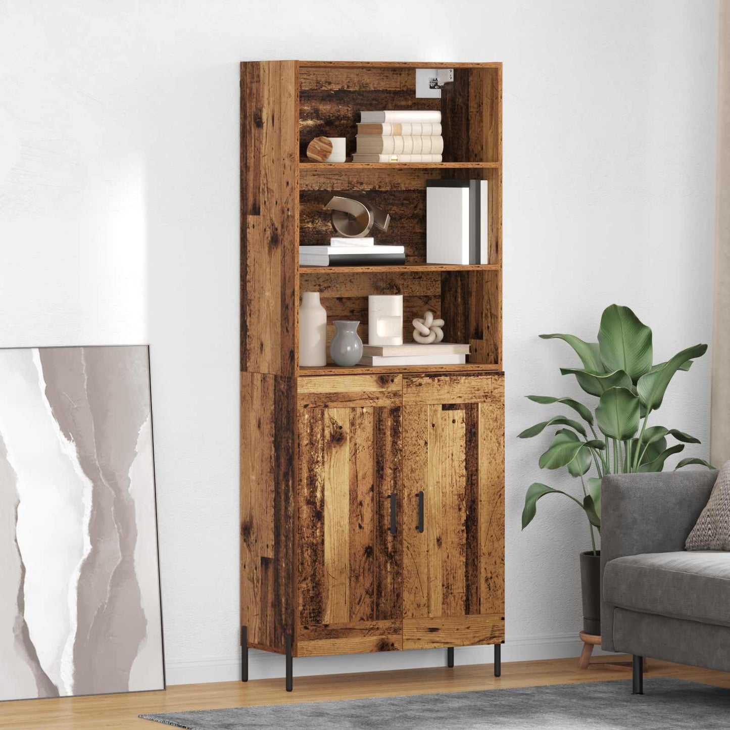 vidaXL Meuble haut en bois de récupération 69,5 x 32,5 x 180 cm, bois d'ingénierie