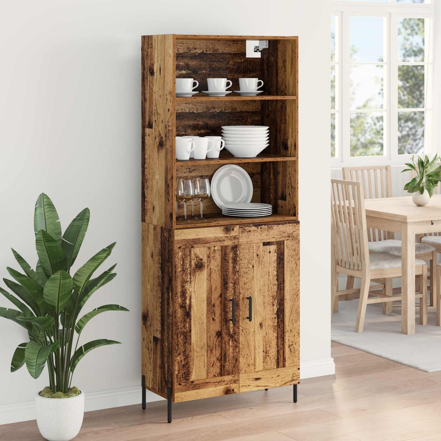 vidaXL Meuble haut en bois de récupération 69,5 x 32,5 x 180 cm, bois d'ingénierie