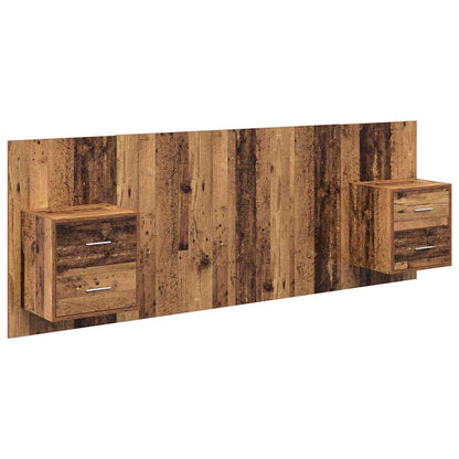 vidaXL Kopfteil mit Schrank mit Schubladen 3 pcs Altholz Holzwerkstoff