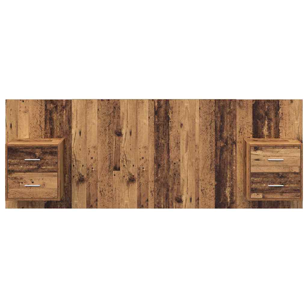vidaXL Kopfteil mit Schrank mit Schubladen 3 pcs Altholz Holzwerkstoff