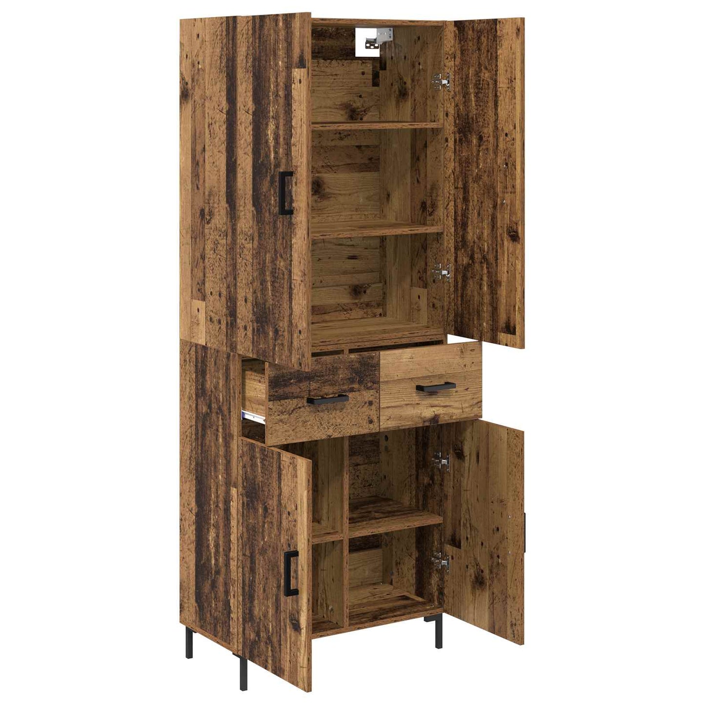 vidaXL Highboard Wandmontiert Altholz 69,5 x 34 x 180 cm Holzwerkstoff