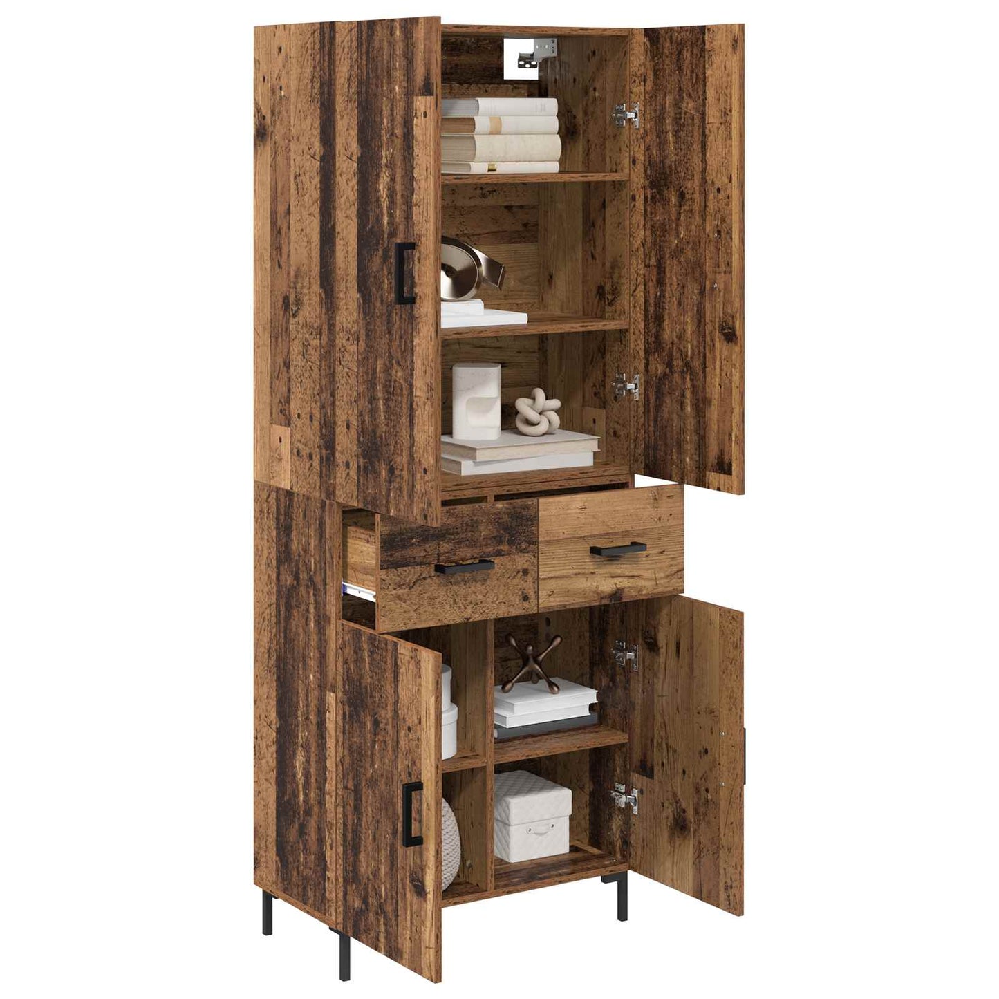 vidaXL Highboard Wandmontiert Altholz 69,5 x 34 x 180 cm Holzwerkstoff