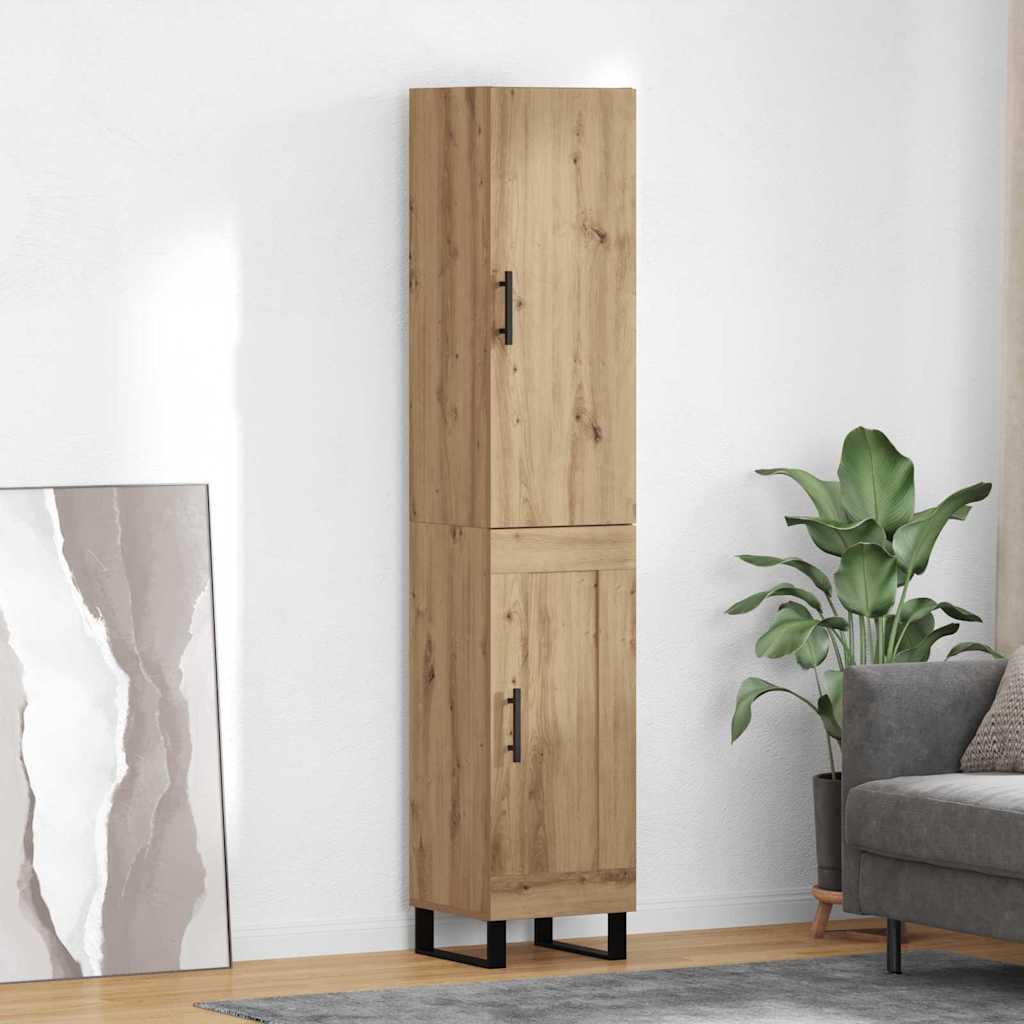 vidaXL Buffet haut chêne artisan 34,5 x 34 x 180 cm bois d'ingénierie