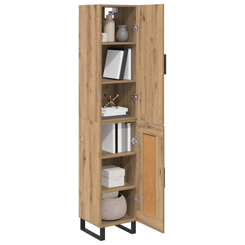 vidaXL Buffet haut chêne artisan 34,5 x 34 x 180 cm bois d'ingénierie