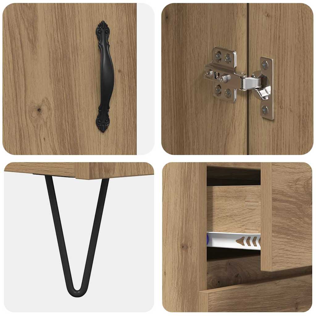 vidaXL Highboard 2 pcs Artisan-Eiche Ingenieurholz und Glas