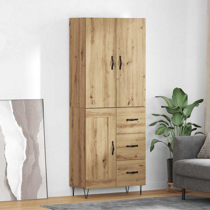 vidaXL Highboard 2 pcs Artisan-Eiche Ingenieurholz und Glas