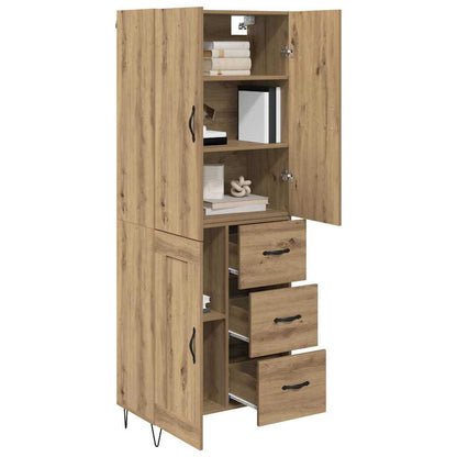 vidaXL Highboard 2 pcs Artisan-Eiche Ingenieurholz und Glas