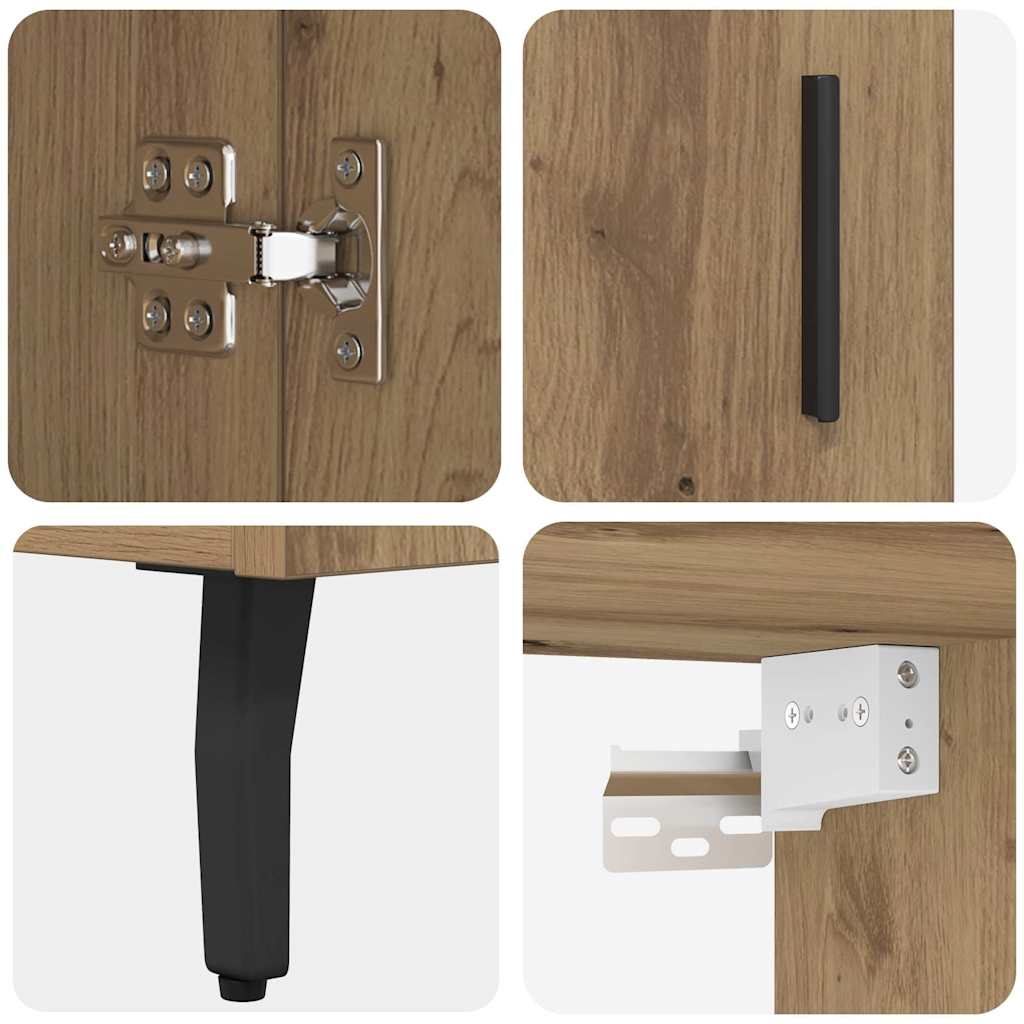 vidaXL Highboard 2 pcs Artisan-Eiche Engineered Wood und Glas