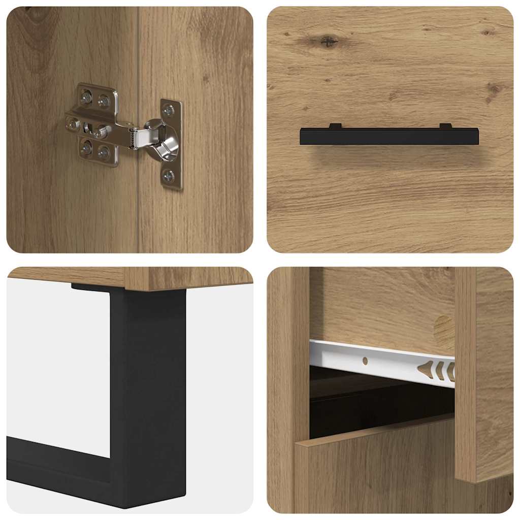 vidaXL Highboard 2 pcs Artisan-Eiche Engineered Wood und Glas