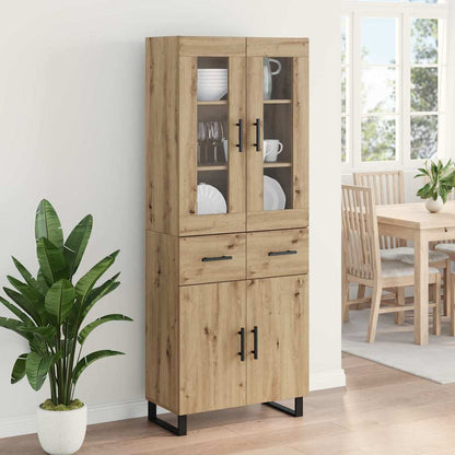 vidaXL Highboard 2 pcs Artisan-Eiche Engineered Wood und Glas