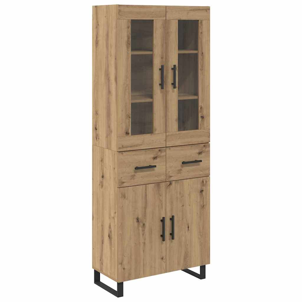 vidaXL Highboard 2 pcs Artisan-Eiche Engineered Wood und Glas