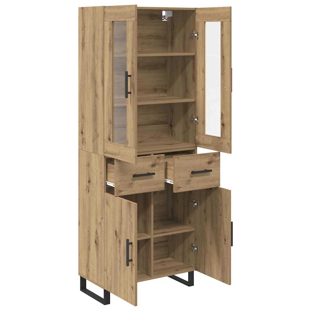 vidaXL Highboard 2 pcs Artisan-Eiche Engineered Wood und Glas