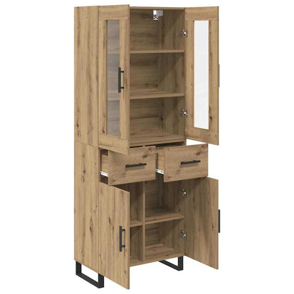 vidaXL Highboard 2 pcs Artisan-Eiche Engineered Wood und Glas